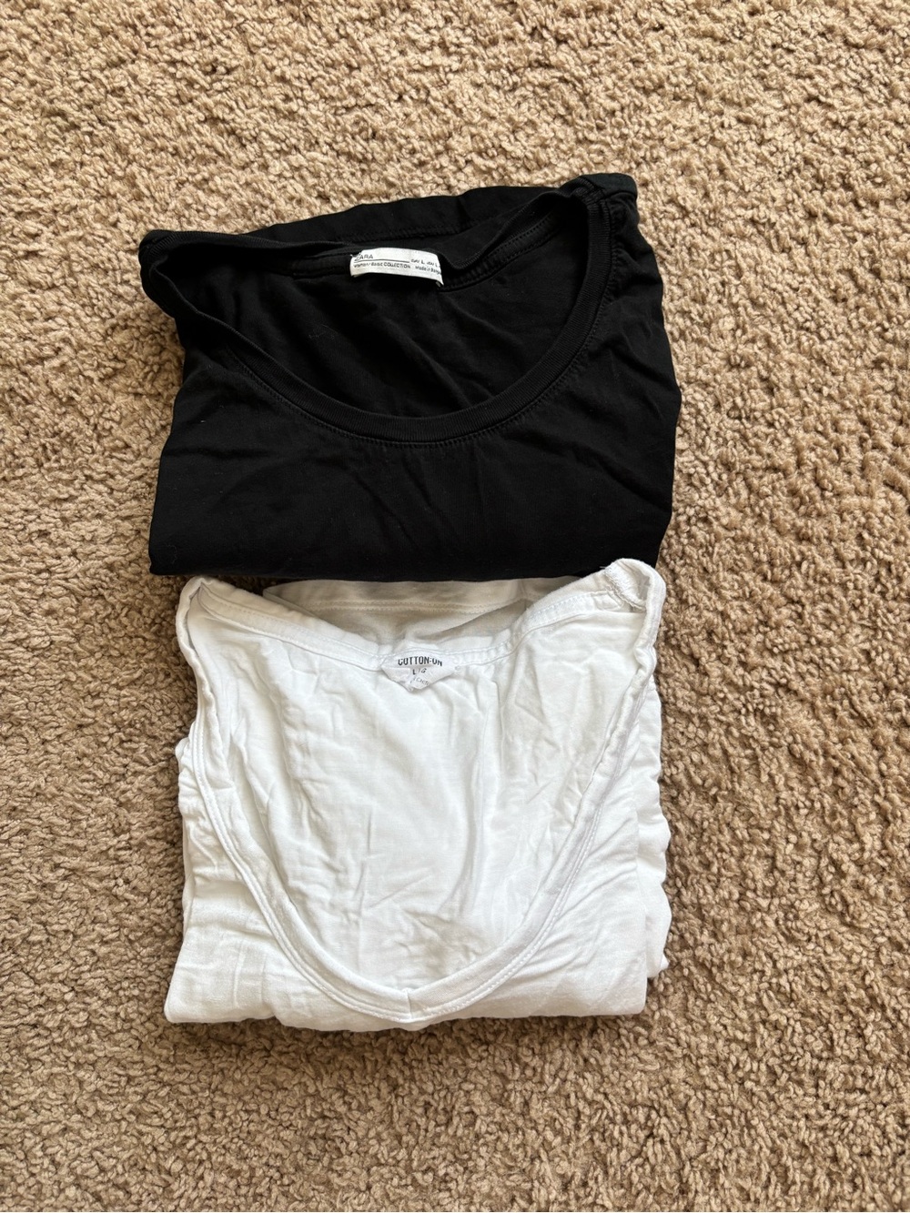 Classic Black Zara scoop neck  & White Cotton on V-neck Neck Tee Set in L